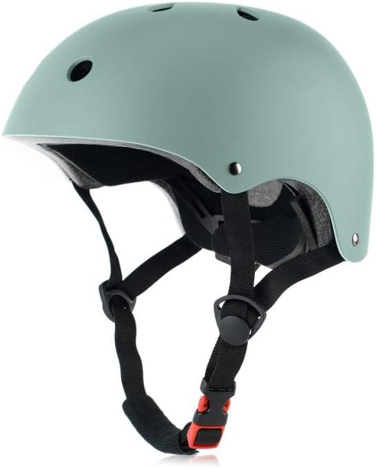 Skateboard Bike Helmet, Lightweight Adjustable, Multi-Sport for Bicycle Skate Scooter, 3 Sizes for Adult Youth & Kids, Matte Misty Blue, Medium: 54-57 cm / 21.3"-22.4"