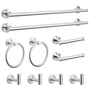 NearMoon 10 Pieces Bathroom Hardware Set SUS304 Thicken Stainless Steel-Towel Rack Kit Include 24" Towel Rod + Bath Towel Ring + Toilet Paper Holder + Robe Towel Hooks Bath Accessories (Nickel)