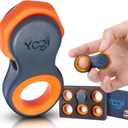 Yogi Fidget Toy for Adults & Kids  Sensory Stress Relief Spinner with 5 Silicone Finger Rings  Quiet Desk Fidget for Focus at Work, School & Travel (Supernova) (Blueretro Orange)