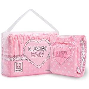 Littleforbig Printed Adult Brief Diapers 10 Pieces - Blushing Baby Pink(M)