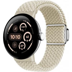Braided Magnetic Band Compatible with Google Pixel Watch 1/2/3/4 41mm 45mm, [Upgraded Magnets do not fall off] Adjustable Stretchy Nylon Strap for Pixel Watch Wristbands Women Men (Starlight)