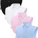 4 Pcs Fake Collar Detachable False Dicky Collar Half Shirts Round for Women Outfits Halloween Costume Accessories(Cotton,Oxford Cloth,White,Black,Pink,Blue)