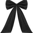 Christmas Big Bow Decorations 27 x 42 Inch Large Valentine Tree Topper Decorations Giant Valentine's Day Tree Toppers Bows Decor Birthday Coquette Party Wedding Backdrop Satin Ornaments(Black)