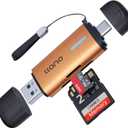 llano Micro SD Card Reader, 2 in 1 USB C 3.0 SD Card Reader Dual Slots Card Adapter, Memory Card Reader for MicroSD, SDHC, SDXC, Compatible with iPhone 17/16/15, MacBook, iPad, Android, Computer (Orange)