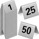 Wenqik Stainless Steel Table Numbers Tent Style Restaurants Table Number Card Tent Cards for Cafes Bars Party Banquets Food Service Wedding Evidence Markers Supplies (Black)