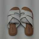 Luoika Women's Wide Width Flat Slides Sandals, Strapy Slide Sandal Slip on Dressy Summer Shoes for Women. 10