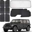 XCBYT 2019-2024 Wrangler Full Coverage Window Shades | 6-Layer Blackout Insulated Sun & UV Protection | Custom Fit Privacy Covers for Camping, Sleeping & Car Living (8 PCS)