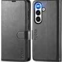TUCCH Case Wallet for Galaxy S25 5G, Kickstand [RFID Blocking] Card Holder, Folio Magnetic PU Leather [TPU Shockproof Interior Case] Protective Folio Cover Compatible with Galaxy S25 6.2" 2025, Black