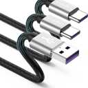 USB Type C Cable 10ft, [2 Pack] USB A 2.0 to USB-C 10 ft Type C Fast Charger Extra Long Durable TPE USBC to USBA Cord for iPhone 16/15 Pro Plus Pro Max Samsung Galaxy A10/A20/A51/S10/S9/S8 Plus/Note 9 (silver)
