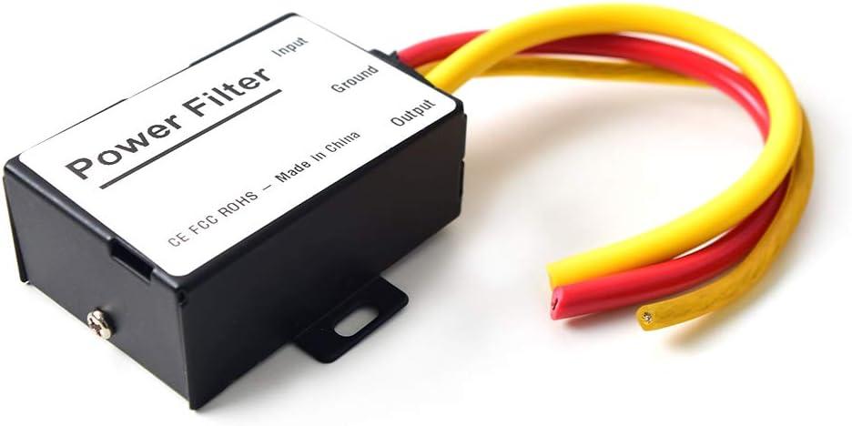 Car Power Filter EMI Noise Ground Loop Isolator Suppressor for Auto Stereo Audio Radio Stereos Amplifier Amp Speaker Equalizer Subwoofer 12V