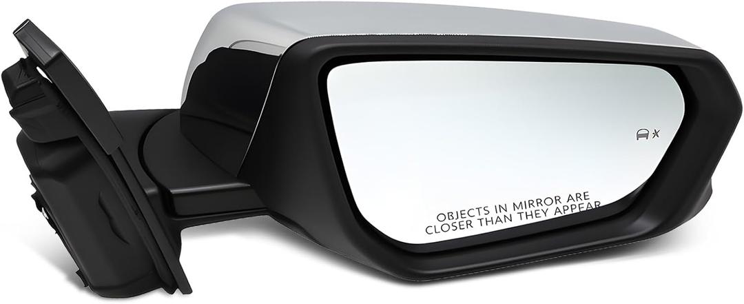 Chrome Passenger Side Mirror Compatible with 2018-2024 Equinox/Terrain Heated & Turn Signal & Blind Spot and Power Adjust 84225387 GM1321595 (8 Pins)