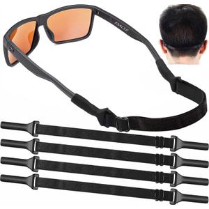 KSACLE Adjustable Glasses Strap - 4 Pack No Tail Eyeglass Straps, Universal Fit Rope Eyewear Retainer, Sport Unisex Sunglass