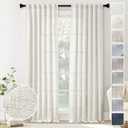 Natural Linen Curtains 108 Inches Long for Living Room 2 Panel Set Back Tab Pocket Light Filtering Privacy Semi Sheer Flax Linen Curtains Cream Boho Drapes Floor to Ceiling Length 9 FT