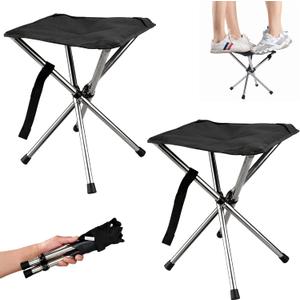 JVZI Heavy Duty Folding Camping Stool - 275lbs Capacity, 1.34lbs Ultra-Light & Waterproof | 1-Pull Quick Setup for Family Camping, Hiking, Fishing, BBQ & Waiting in Line (2)