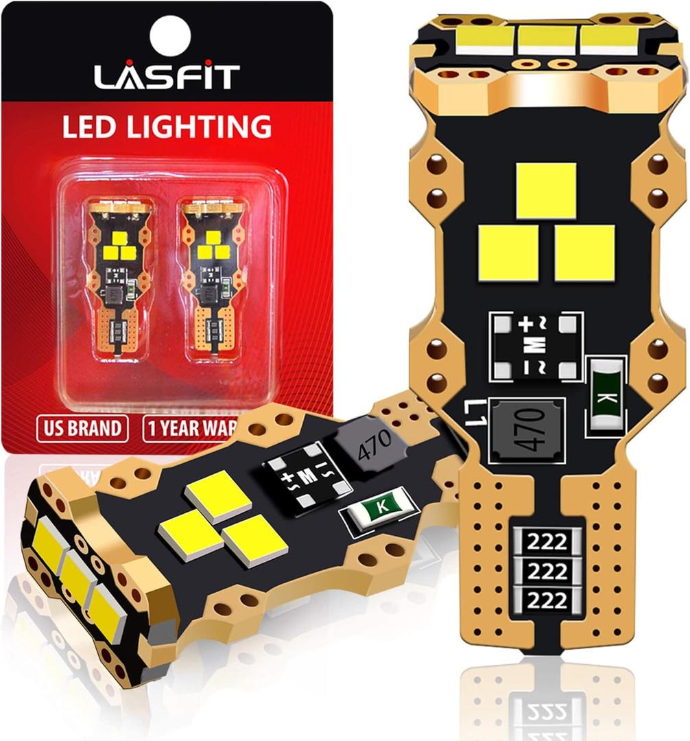 LASFIT 921 LED Bulb Reverse Light, 912 T15 6000K White Canbus Error Free W16W 906 904 Backup Light Replacement Cargo Lights for Car Trunk, Super Bright, Pack of 2