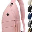 Pritent Crossbody Bags for Women Men Trendy Sling Bag Backpack Casual Chest Bag with Convertible Shoulder Strap (Medium, Pink)