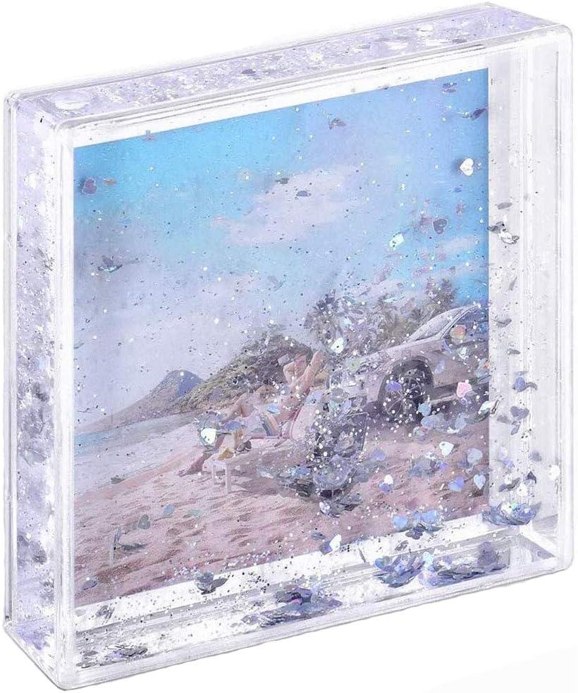 4x4 Glitter Picture Frame Cute Liquid Acrylic Photo Frames for Family Friends Couples Gifts, Mount for 4x4 inch (10x10 cm) Picture (Silver)