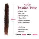Passion Twist Hair - 8 Packs 24 Inch Passion Twist Crochet Hair For Women, Crochet Pretwisted Curly Hair Passion Twists Synthetic Braiding Hair Extensions (24 Inch 8 Packs, T350)
