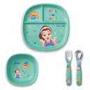 NUK Ms Rachel Tableware Set, Toddler Plate and Bowl, and Toddle Utensils - Fork and Spoon, Kids Dining Set, BPA-Free, Dishwasher-Safe