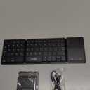 Samsers Foldable Bluetooth Keyboard with Touchpad - Portable Wireless Keyboard with Holder, Rechargeable Full Size Ultra Slim Pocket Folding Keyboards for Android Windows iOS Tablet & Laptop - Black (BT x1)