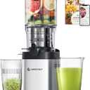 AMZCHEF Cold Press Juicer, 5.4" Juicer Machines with Large Feed Chute for Whole Fruits & Vegetables, Stainless Steel Juice Extractor with Large Auger, Dual Strainers, Easy Cleanup & Assembly