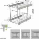 EZKAZA Pull Out Cabinet Organizer 14.5" W x 21" D, 2-Tier Kitchen Cabinet Pullout Shelf and Drawer Organizer Slide Out Pantry Storage Basket, 12.2" W x 21" D x 2.4" H for Bottom Basket Size