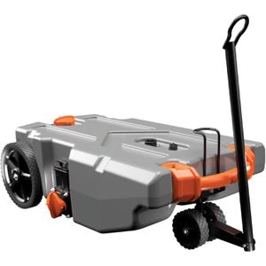 Camco Rhino 28-Gallon Portable Camper/RV Tote Tank | Features 2 Steerable No-Flat Front Wheels & Built-In Gate Valve | Includes Removable 24" Tow Bar, 3 Sewer Hose & More RV Accessories (39005)