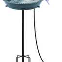 BIRD WISH Heated Bird Bath, Stable 5-Prong Metal Base Thermostat Control Weather Resistance All Seasons Available 75W Heated Bird Baths for Outdoors for Winter Garden Yard Patio Lawn, Spotted Green