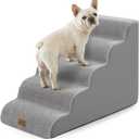 Dog Stairs for Small Dog 22.6" H, Curved Pet Step for Puppy, Older Cat, Medium Pet Ramp for High Bed, Ladder with High Density Foam, Durable, 5 Step, 15.7x33x22.6 inch, Grey