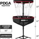 PDGA Approved - HIAARO Portable Disc Golf Basket with 16 Heavy Duty Chains, Foldable Disc Golf Target with Carry Bag for Practice