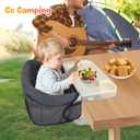 Hook On High Chair with Removable Tray for Babies 6-36 Months | Secure & Portable Foldable Travel High Chair | Clip On Baby Feeding Seat with Non-Slip Aluminum Clamp, Washable Cover & Carry Bag(Black)