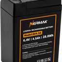 6V 4.5Ah LiFePO4 Lithium Battery, 2000+ Cycles Rechargeable Lithium Iron Phosphate Battery for Emergency Light, Lantern, Kids Ride On Car, Deer Game Feeder and More with BMS (F1 Terminals)