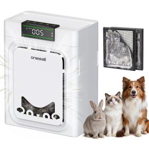 oneisall Pet Air Purifiers for Home,PP02
Dual Intake Traps Airborne Pet Hair&Dander,2X Carbon Filter Eliminates Odors,PM2.5 Display,Washable Pre-Filter,For Large Room