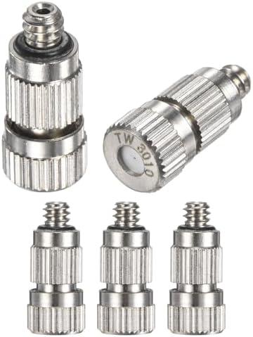 M METERXITY 10-Pack Brass Misting Nozzles, 0.3mm Orifice Dia. Mister Nozzles Brass, High Pressure Spray Misting Nozzle Head for Outdoor Cooling System/Greenhouse/Landscaping [3/16" Threaded]