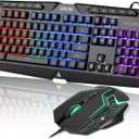 Wired Gaming Keyboard and Mouse Combo with LED Backlit,10 Dedicated Multimedia Keys, 19 Anti-ghosting Keys, Light Up Computer Keyboard, Programmable 7200 DPI RGB Mice with Software for PC Xbox PS5 PS4