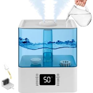 6L Humidifier for Bedroom & Nursery, Cool & Warm Mist, Top Fill, Essential Oil Diffuser, 360 Nozzle, Auto Shut-Off - BW