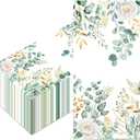 100Pcs Floral Paper Napkins Greenery Wild Flower Napkins Paper Disposable Guest Bathroom Hand Towels Decorative Green Eucalyptus Dinner Napkins for Bathroom Baby Shower Party Supplies Table Decor