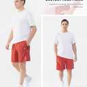 Cosmolle Men's 7" Quick-Dry Hiking Shorts UPF50+ Reflective, Lightweight 3 Zipper Pockets Stretch for Running Gym Outdoor (Red, M)