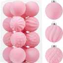 Wironlst Velvet Ornaments for Christmas Tree, 3 Style Flocked Matte Velvet Christmas Ball Ornaments, Shatterproof Decor for Xmas Tree Wedding Holiday Party Home (3.15" 16pcs Pink)