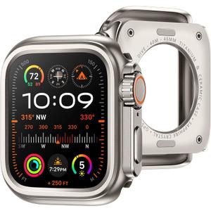 Suitisbest Metal Case Compatible with Apple Watch 44mm, Shockproof Protective Case [Turning into Ultra 2/1 Seamlessly] Stainless Steel Rugged Bumper with Back Cover for iWatch Series 6/5/4/SE2/SE (Titanium)