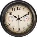 12 Inch Outdoor Clock with Thermometer and Hygrometer Combo, Waterproof Indoor Outdoor Wall Clocks for Patio, Pool,Garden Decor- Retro Bronze
