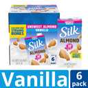 Silk Shelf-Stable Almond Milk, Unsweetened Vanilla, Dairy-Free, Vegan, Non-GMO Project Verified, 1 Quart (Pack of 6)