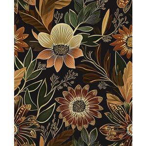 Laatse Boho Wallpaper Peel and Stick Dark Floral Wallpaper for Cabinet Vintage Contact Paper Waterproof Self Adhesive Removable Modern Wall Paper for Bedroom Stair Bathroom 17.5in x118in