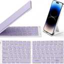 Samsers Bluetooth Foldable Keyboard, Wireless Portable Folding Keyboard, Full-Size Ultra-Slim Rechargeable Connect Up to 3 Devices for iOS Android Windows Phone Tablet and Laptop, Purple