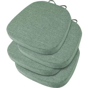 OVOV 14x14 Chair Cushions for Metal Dining Chairs Set of 4 Non Slip Thick Textured Chair Pads for Dining Chairs with Ties and Removable Cover (4, Sage Green)