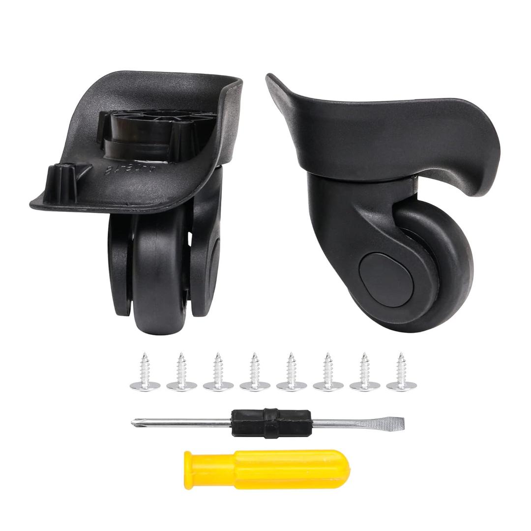 1 Pair of Suitcase Replacement Wheel PVC and Metal 360 Rotating Suitcase Caster Black (W041)