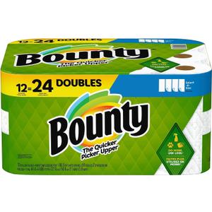 Bounty Select-A-Size Double 2-Ply Paper Towels, 98 Sheets Per Roll, Pack of 12 Rolls (110 Count (Pack of 12), White)