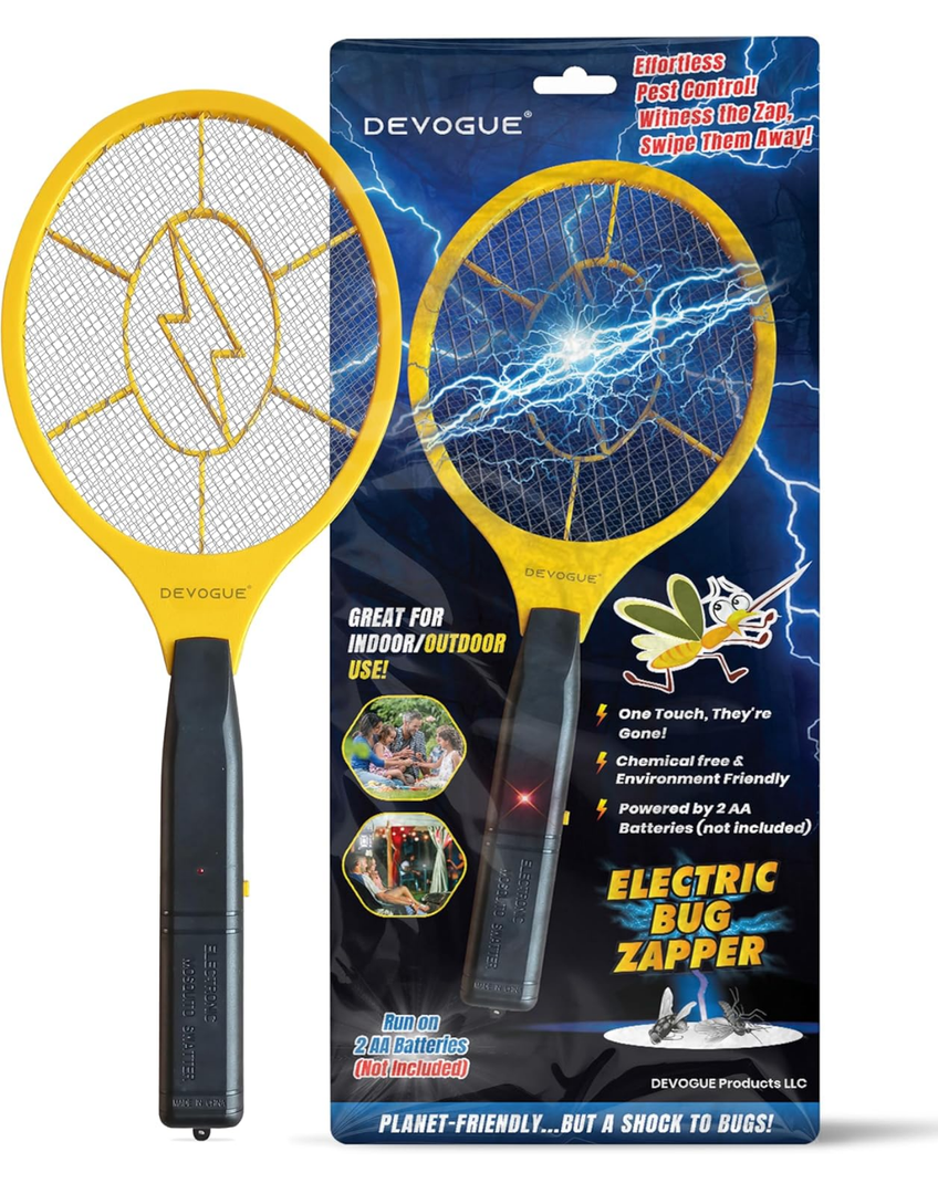 DEVOGUE® Electric Fly Swatter Bug Zapper Battery Operated Flies Killer Indoor & Outdoor Pest Control Mosquito Zapper and Insect Catcher Racket