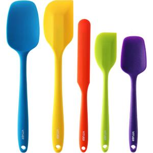 5PCS Silicone Rubber Spatula Set, VITUER Food Grade BPA-Free Spatulas for kitchen Use, Heat Resistant Spatula for Cooking & Baking, Dishwasher Safe