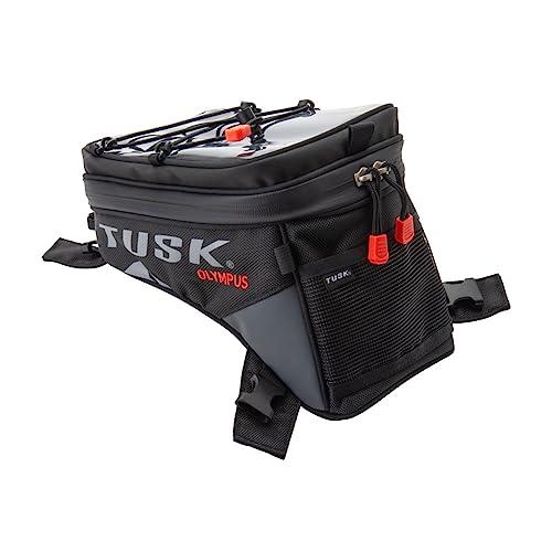 TUSK Olympus Tank Bag Large – 8L Motorcycle Luggage, Black/Grey, Waterproof Zippers, Phone Map Pocket, Fits ADV, Dual Sport, Touring, and Dirt Bikes
